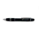 Bolígrafo metálico tinta negra, de mecanismo twist y touch. Negro con aplicaciones cromadas.